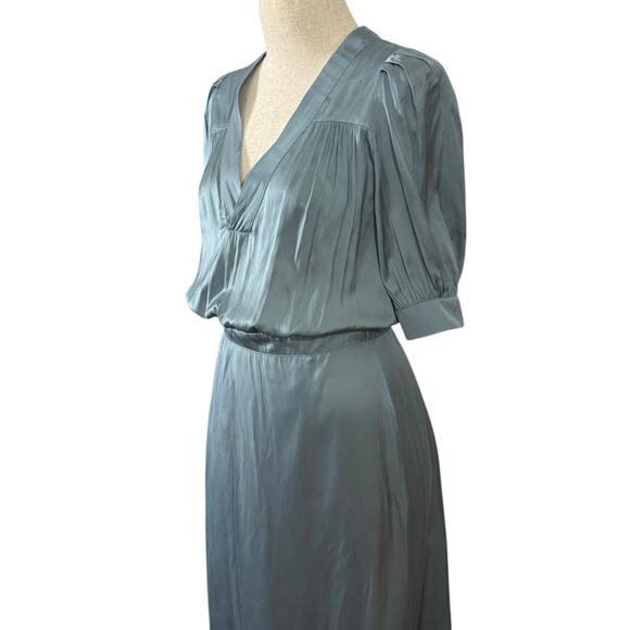 Zadig & Voltaire Size XS Ralia Satin Midi Dress Blue Elegant Special Occasion - Picture 7 of 11